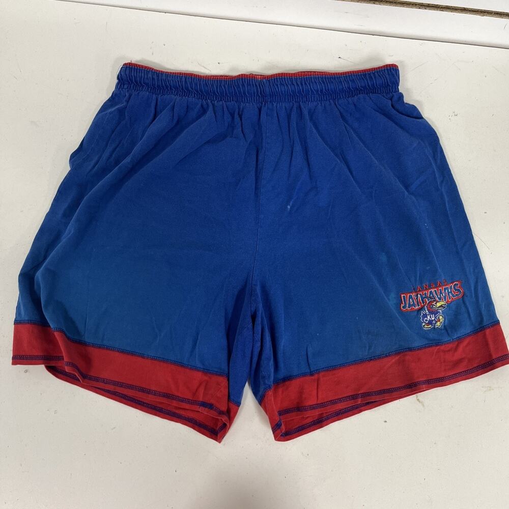 VINTAGE Pro Edge Kansas Jayhawks Basketball Shorts Sz L NCAA